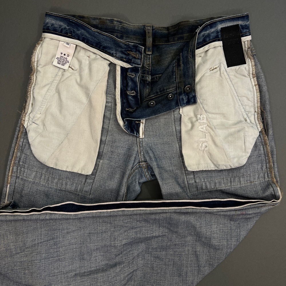 Waxed Oiled Rick Owens SLAB Denim Mud Distressed Washed Pocket Flare Cargo Jeans - Picture 13 of 16